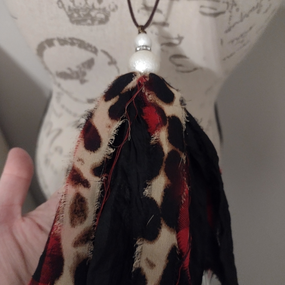 Leopard Print Tassel Necklace